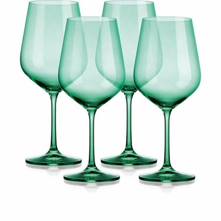 HOMEROOTS Translucent Large Wine Glasses, Pale Green - Set of 4 485154